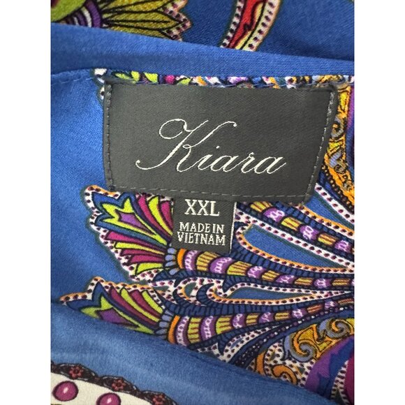 Kiara Blue Paisley Print V-Neck Dress‎ Size XXL 2X 18 20 Plus Sz Summer Vacation - Picture 4 of 6